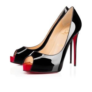 Very Privé Louboutin - 120 mm Open toe pumps - Patent calf - Black